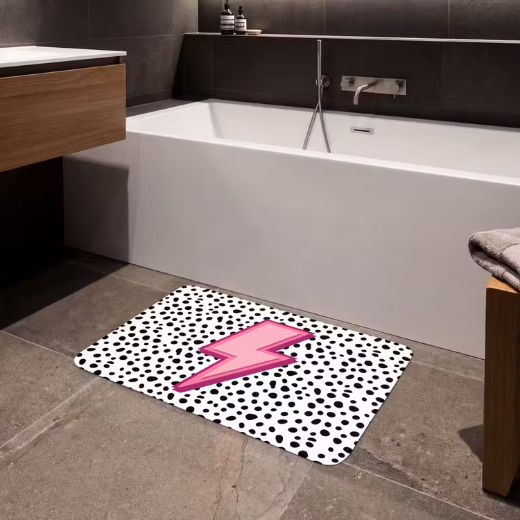Tapis de bain- Éclair - Rose - Points — 4