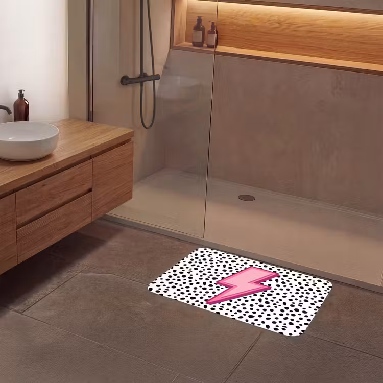 Tapis de bain- Éclair - Rose - Points — 6