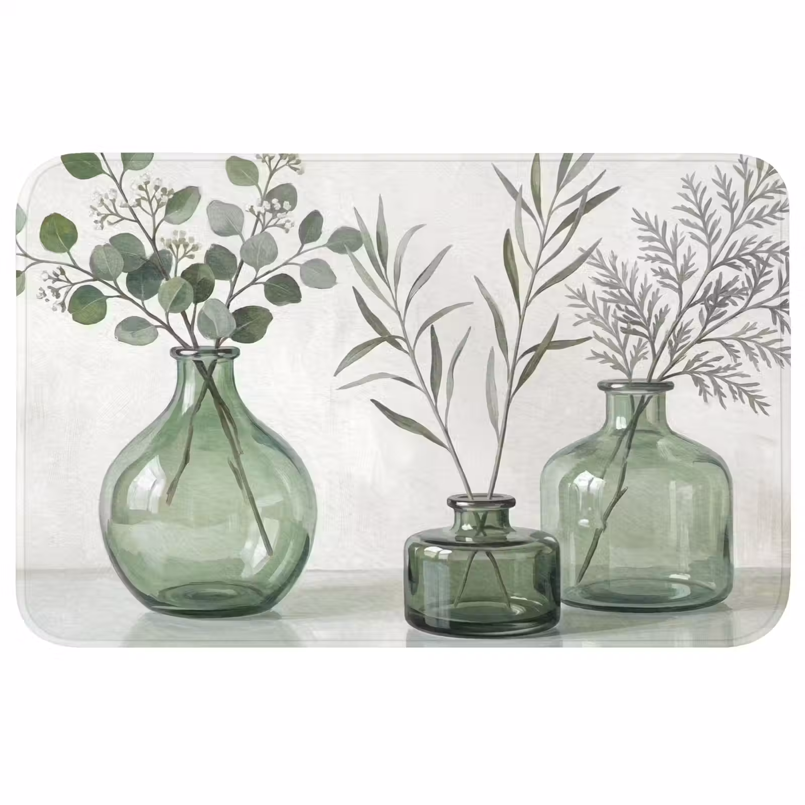 Tapis de bain- Vases - Feuilles - Vert — 1