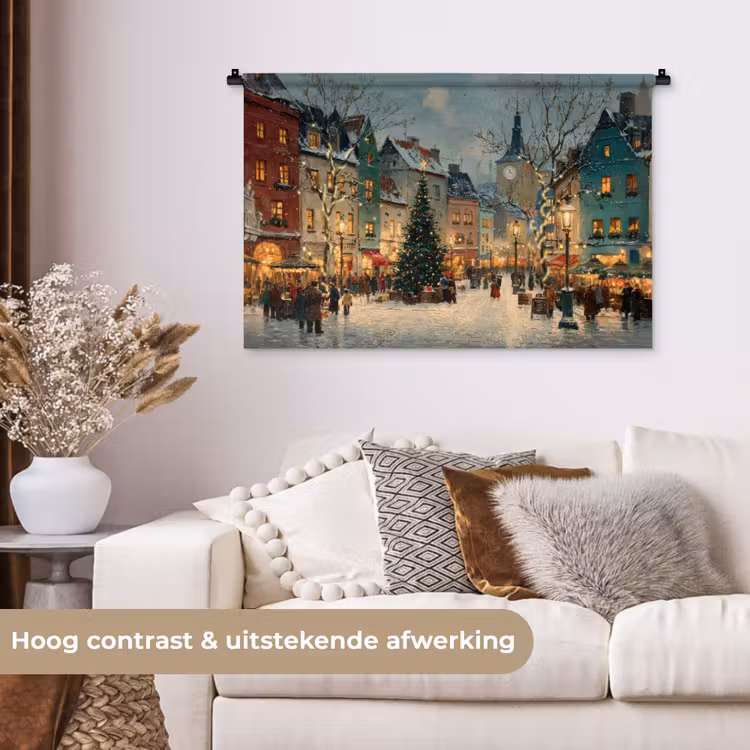 Tenture murale - Atmosphère de Noël - Place de la ville - Colorée — 5