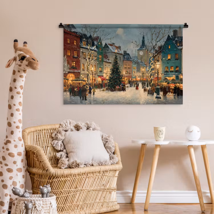 Tenture murale - Atmosphère de Noël - Place de la ville - Colorée — 6