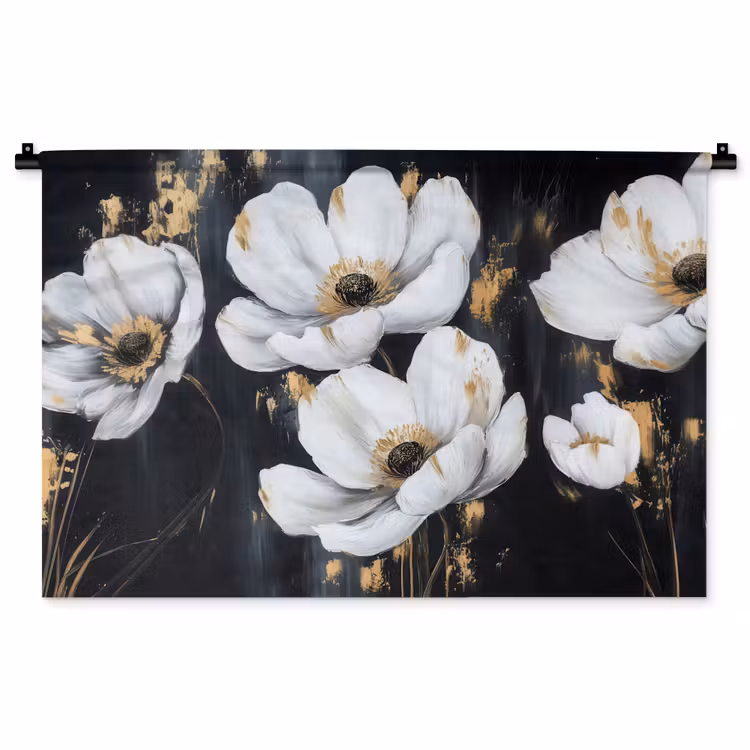 Tenture murale - Fleurs - Blanc - Abstrait — 1
