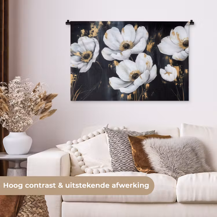 Tenture murale - Fleurs - Blanc - Abstrait — 5