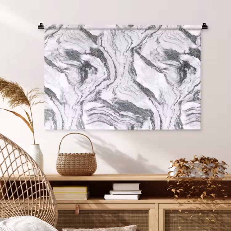 Tenture murale - Blanc - Marbre - Ondulé - Graphite — 4