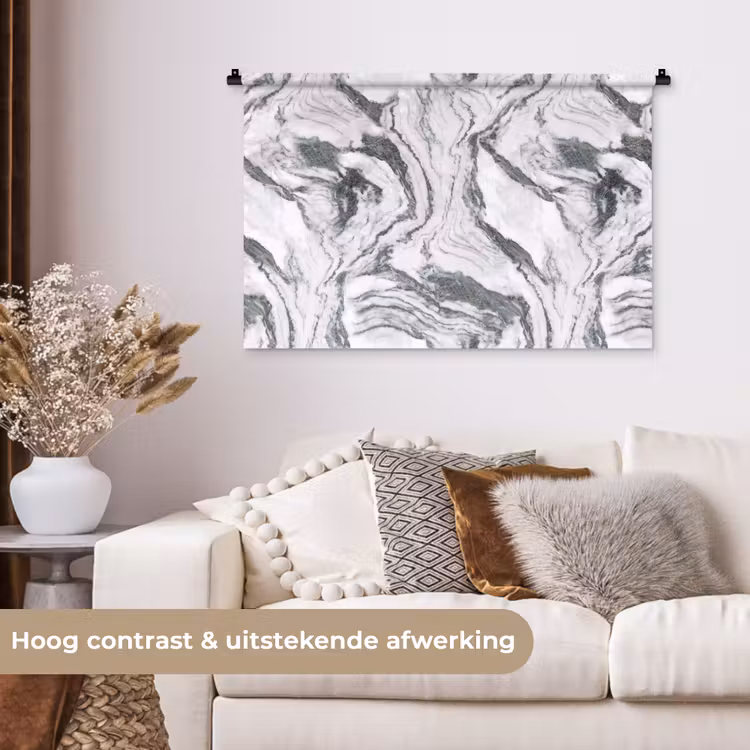 Tenture murale - Blanc - Marbre - Ondulé - Graphite — 5