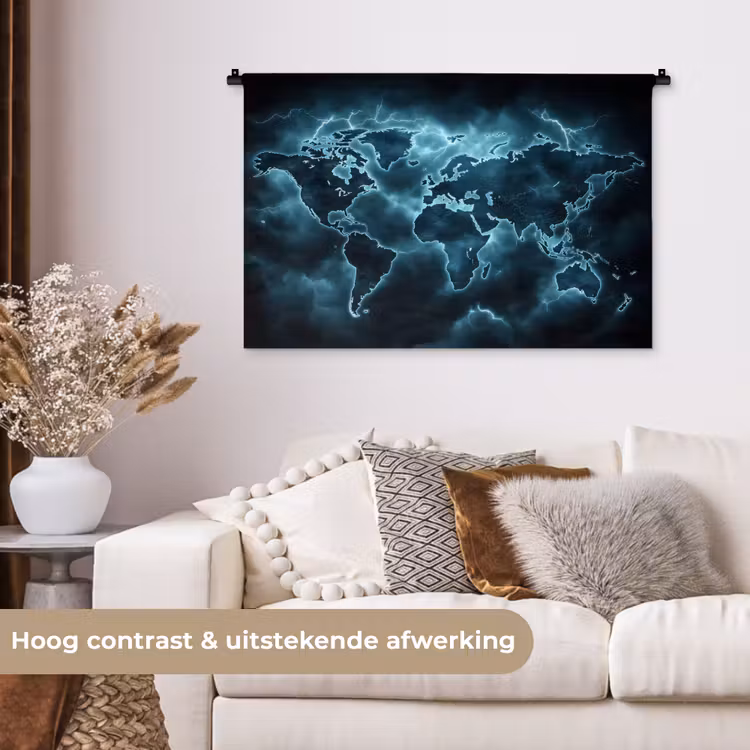 Tenture murale - Carte du monde - Éclair - Bleu — 5