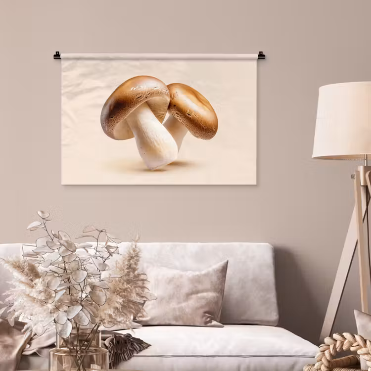 Tenture murale - Champignons - Doux - Beige — 2
