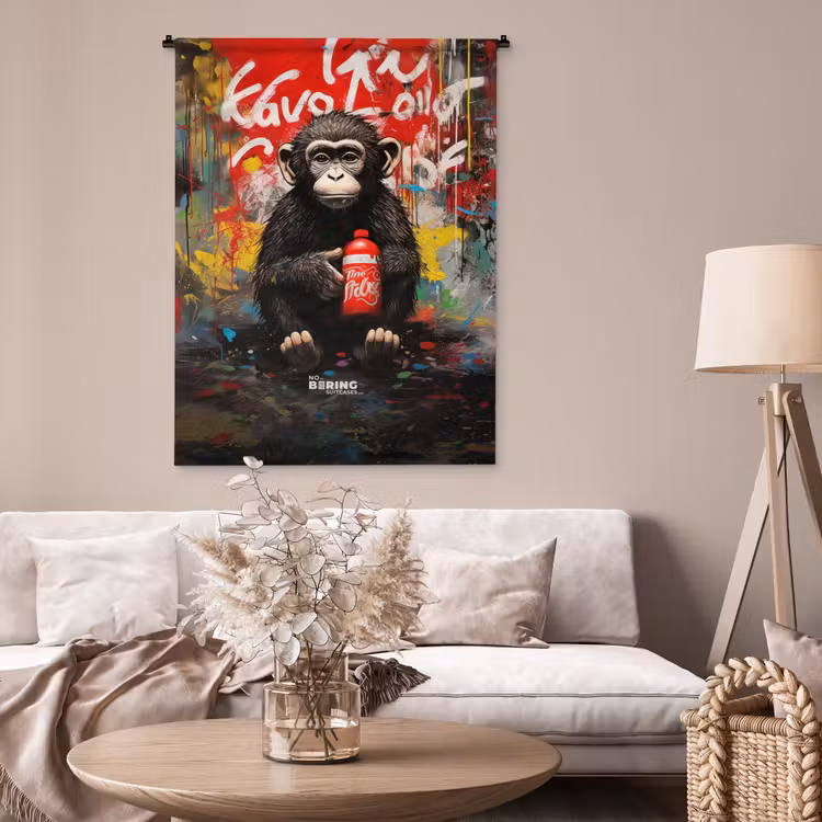 Tenture murale - Chimpanzé devant un mur de graffitis — 2