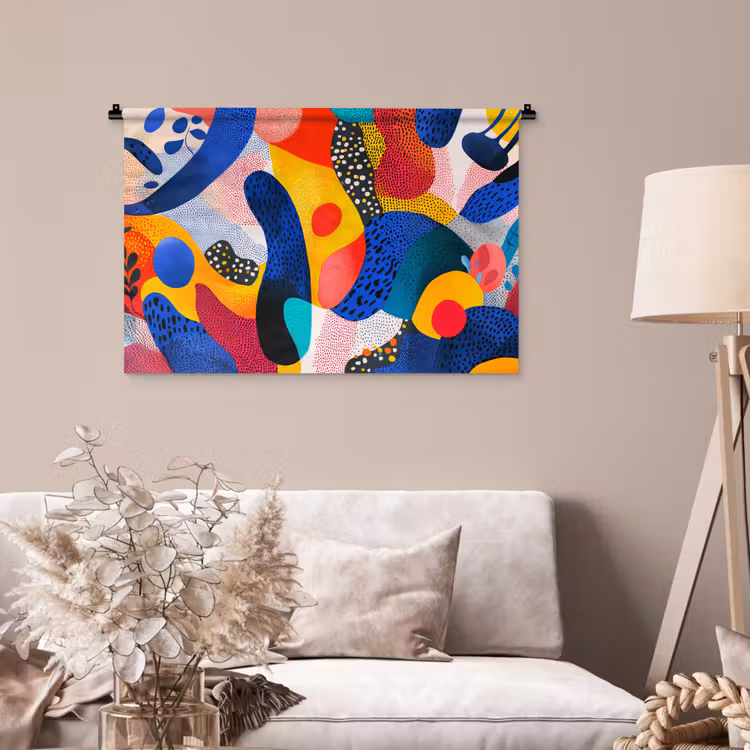 Tenture murale - Formes - Abstrait - Points - Bleu — 2