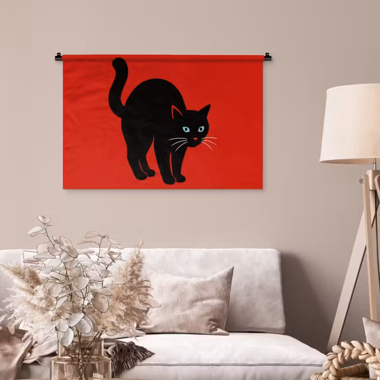 Tenture murale - Chat - Noir - Queue — 2