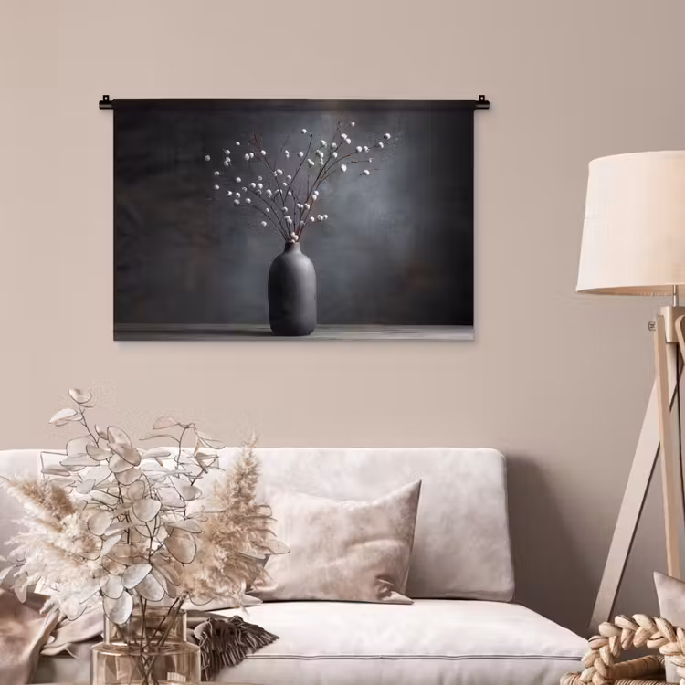 Tenture murale - Branches - Vase - Sphères - Blanc — 2