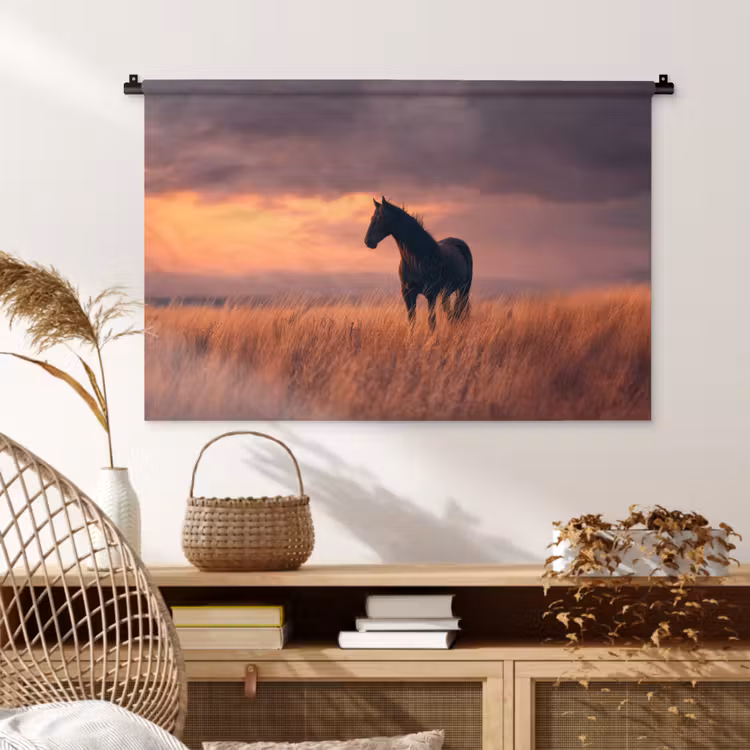 Tenture murale - Cheval - Nuages - Champ libre — 4