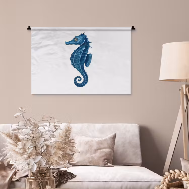 Tenture murale - Hippocampe - Queue - Bleu — 2