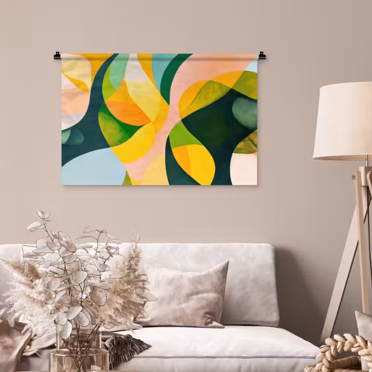 Tenture murale - Abstrait - Jaune - Rose - Vert — 2