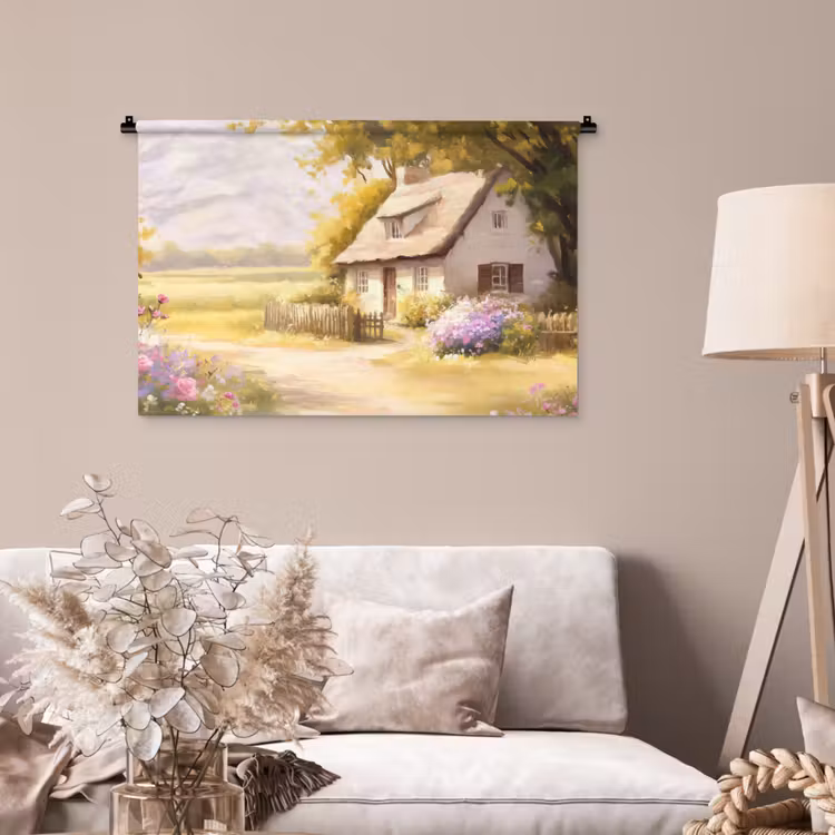 Tenture murale - Chalet - Bois - Fleurs — 2