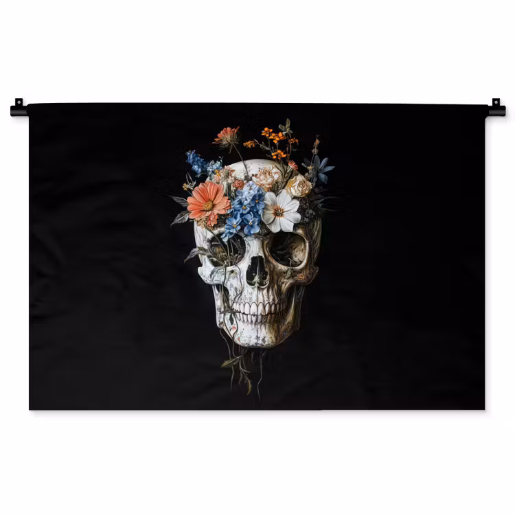 Tenture murale - Fleurs - crâne - coloré — 1