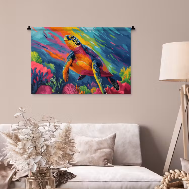 Tenture murale - Corail - Tortue - Abstrait - Eau — 2
