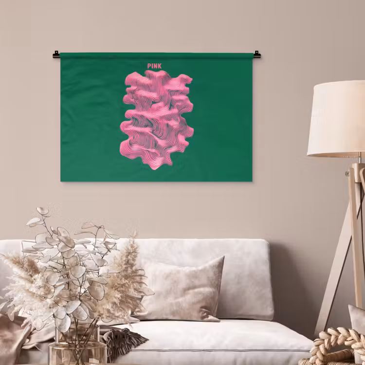 Tenture murale - Abstrait - Rose - Lignes - Vert — 2