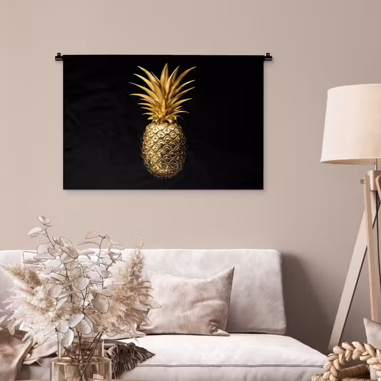 Tenture murale - Ananas - Noir - Or - Luxe — 2