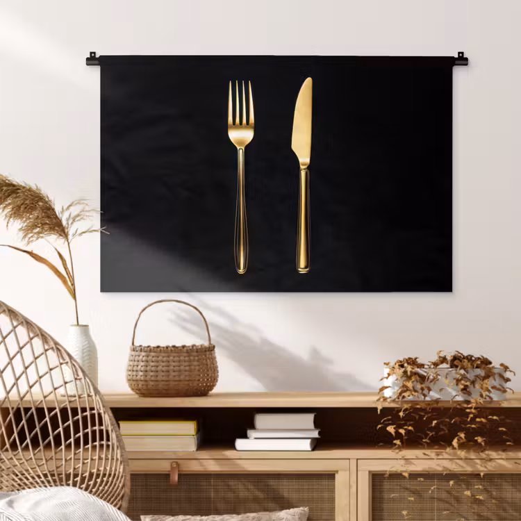Tenture murale - Couverts - Or - Couteau - Fourchette — 4