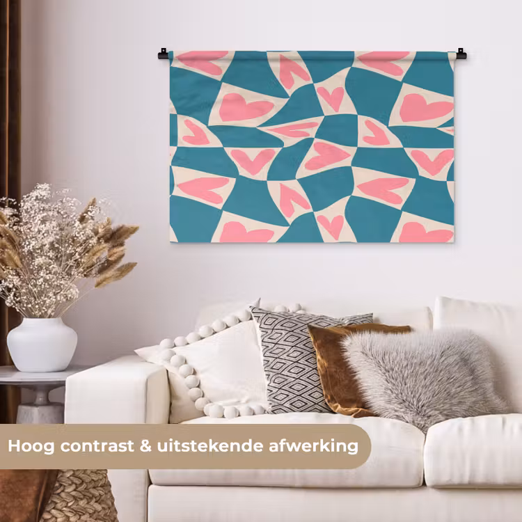 Tenture murale - Bleu - Patchs - Coeurs — 5
