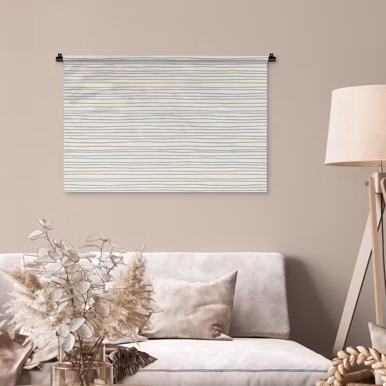Tenture murale - Bleu - Rayures - Beige — 2