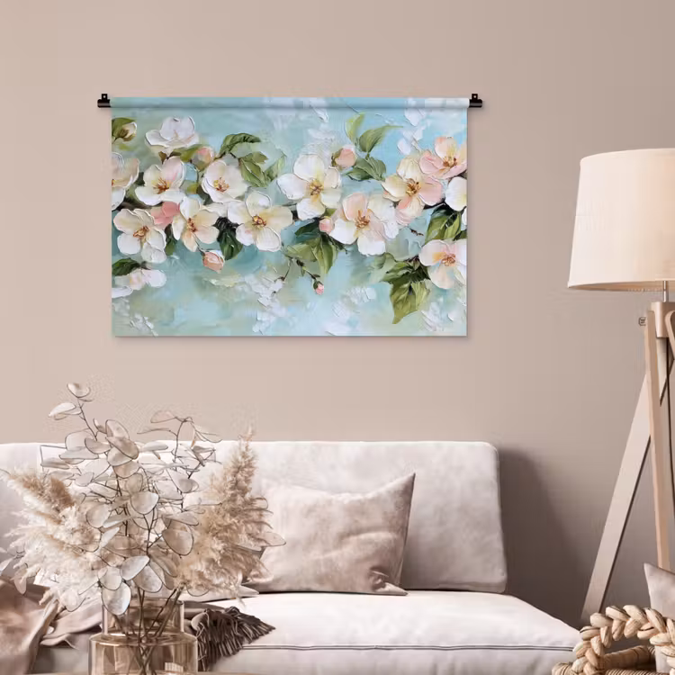 Tenture murale - Fleur - Feuilles - Bleu clair — 2