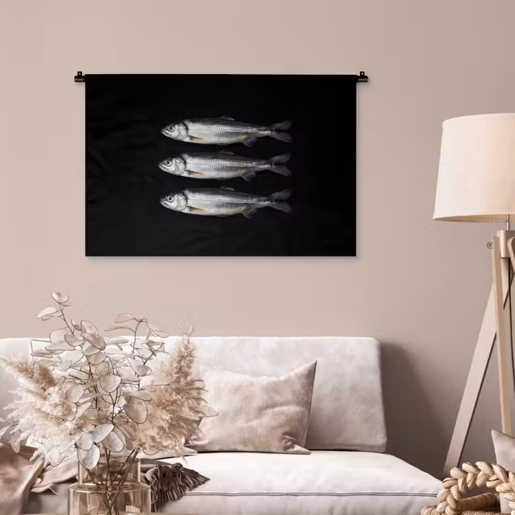 Tenture murale - Hareng - Poisson - Noir — 2