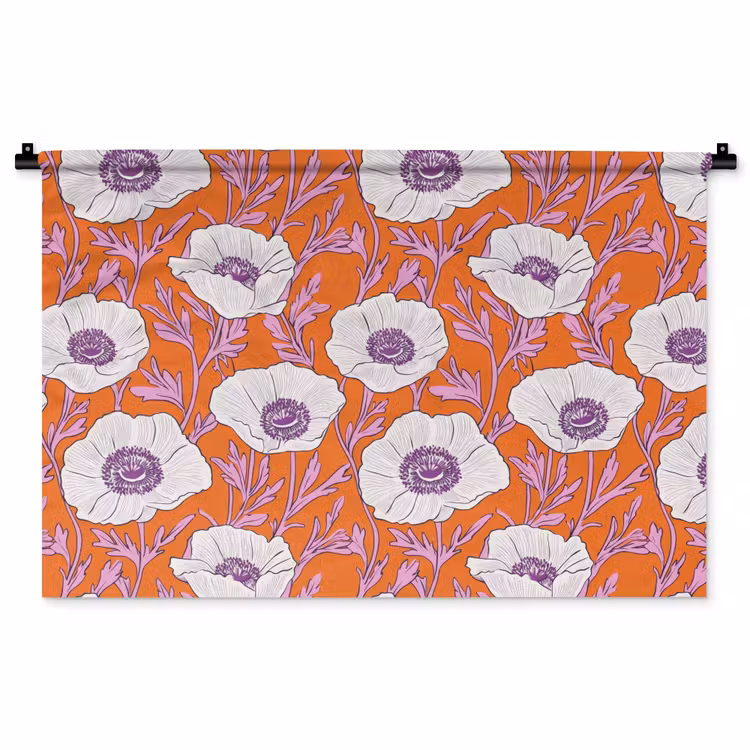 Tenture murale - Fleurs - Graphique - Orange — 1