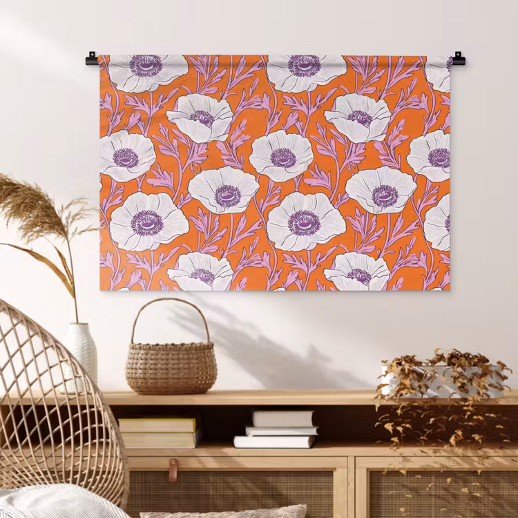 Tenture murale - Fleurs - Graphique - Orange — 4