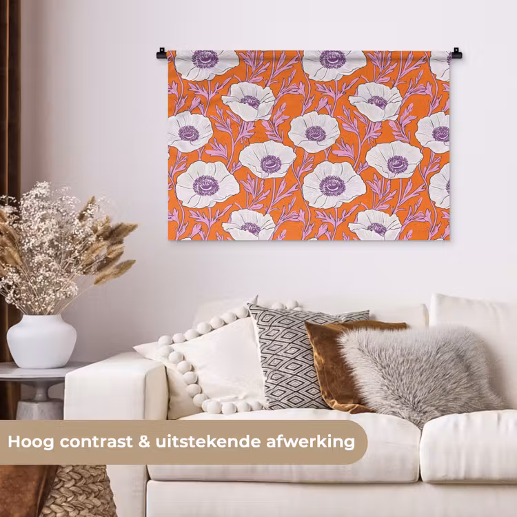 Tenture murale - Fleurs - Graphique - Orange — 5