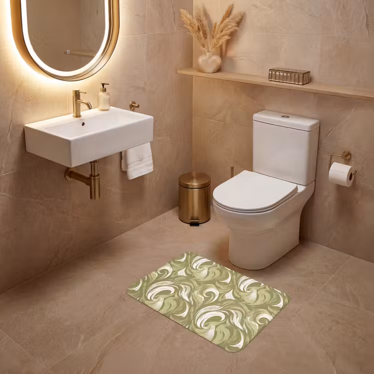 Tapis de toilettes - Abstrait - Texture - Vert — 4