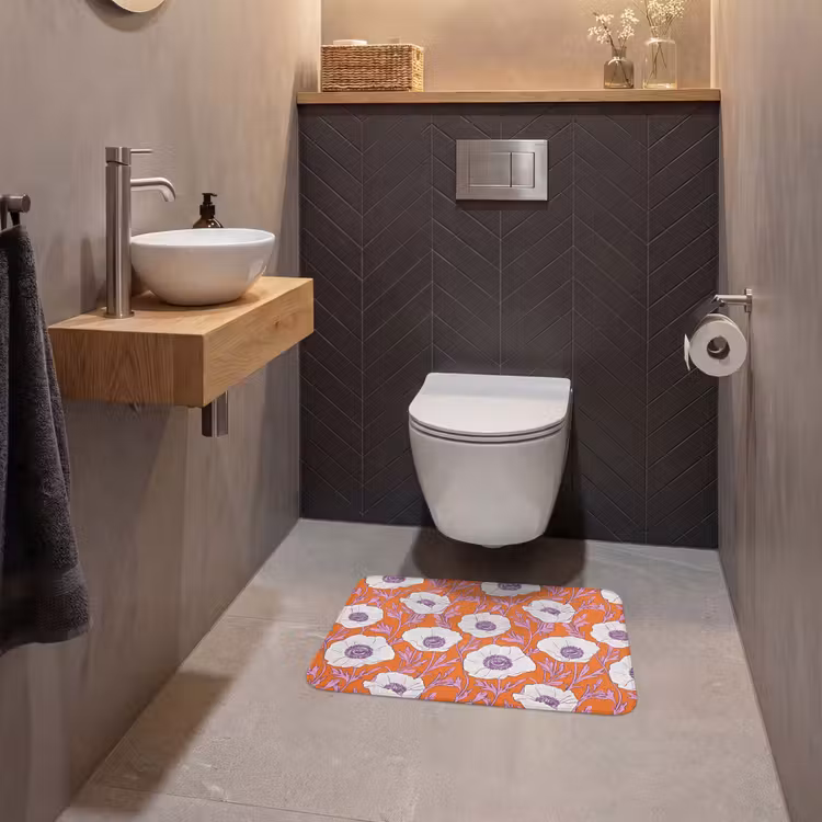 Tapis de toilettes - Fleurs - Graphique - Orange — 2