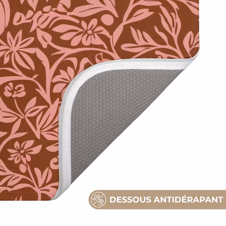 Tapis de toilettes - Fleurs - Impression - Rose — 3