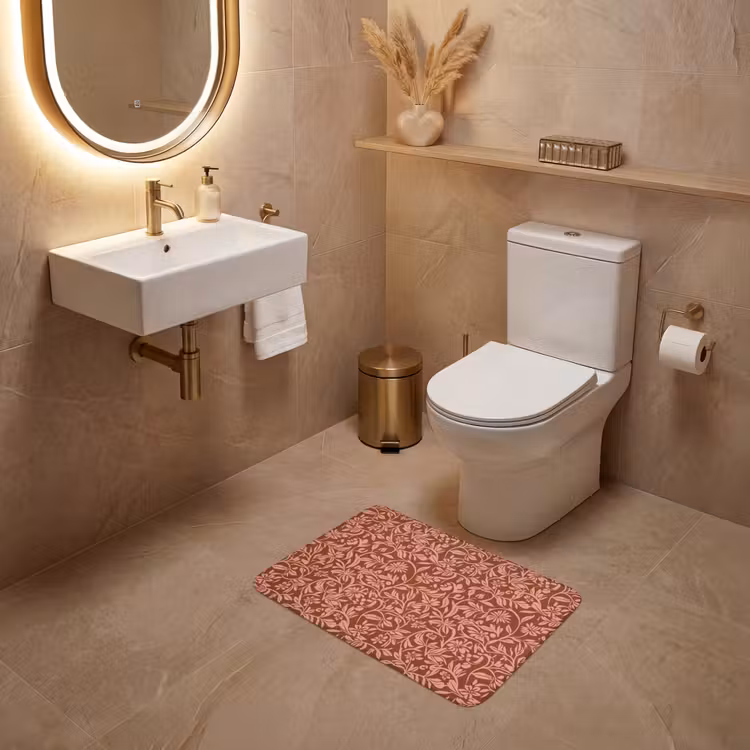 Tapis de toilettes - Fleurs - Impression - Rose — 4