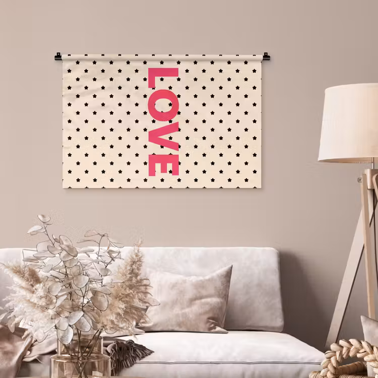 Tenture murale - Amour - Points - Rose — 2