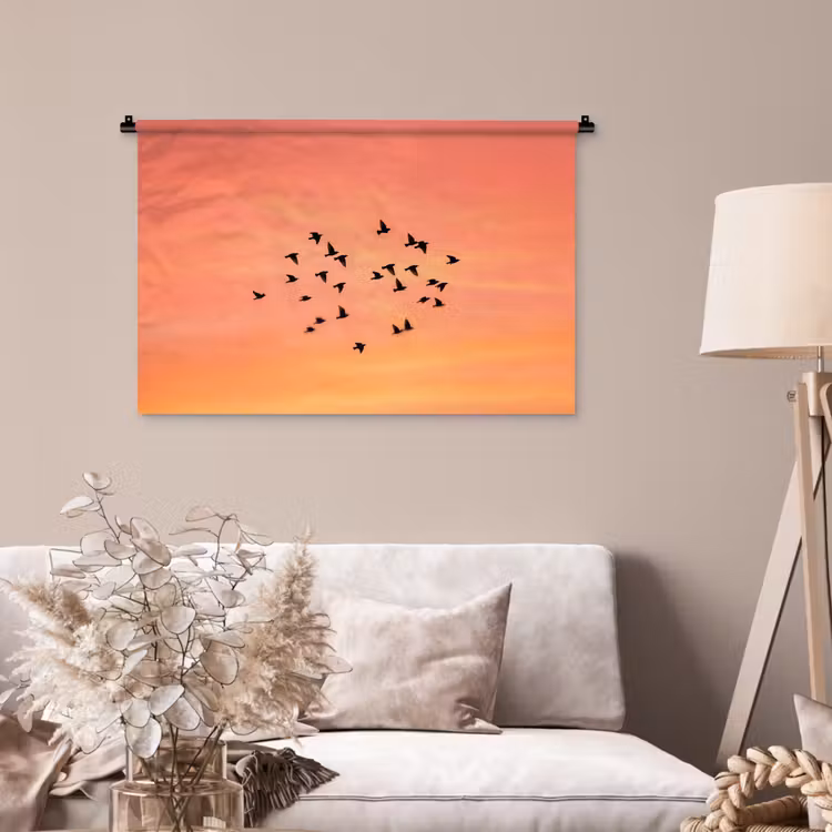 Tenture murale - Essaim - Oiseaux - Orange — 2
