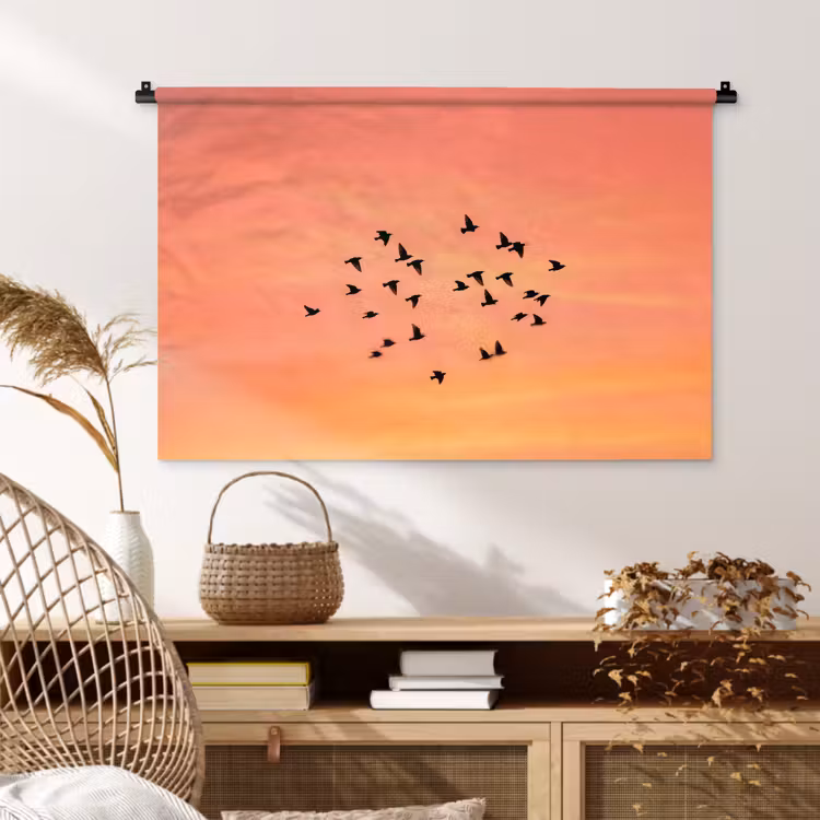 Tenture murale - Essaim - Oiseaux - Orange — 4