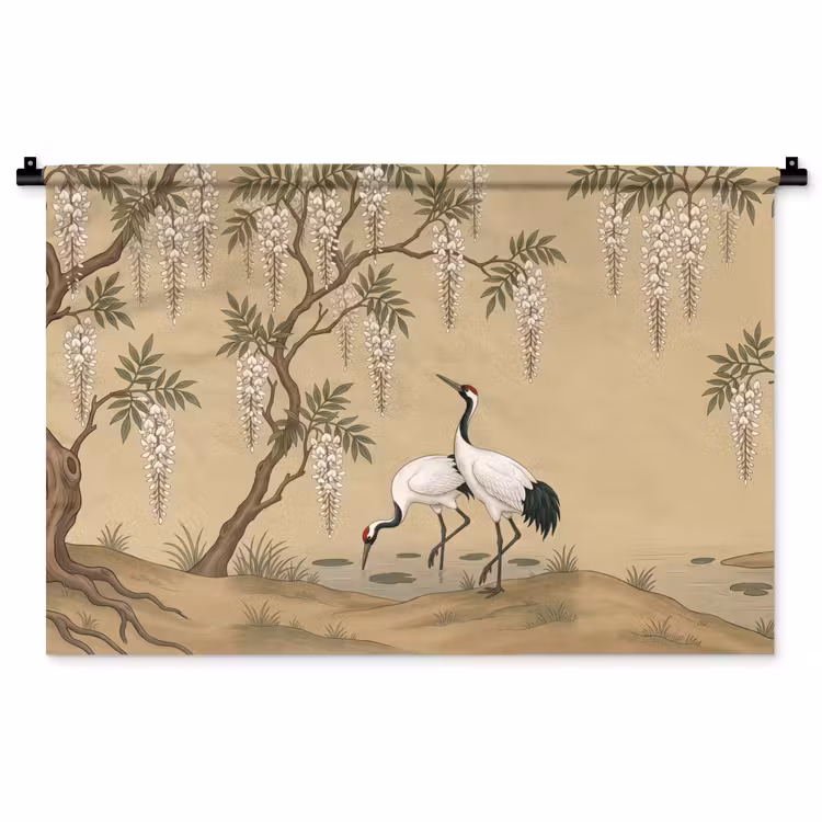 Tenture murale - Grue - Eau - Beige — 1