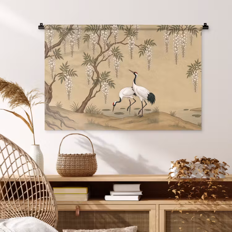 Tenture murale - Grue - Eau - Beige — 4