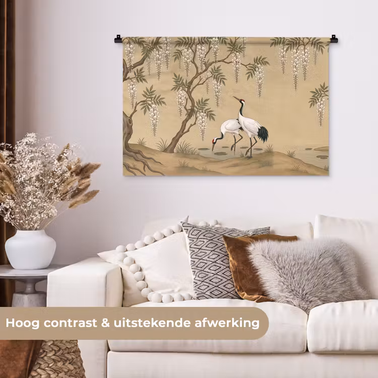 Tenture murale - Grue - Eau - Beige — 5
