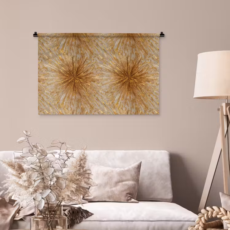 Tenture murale - Explosion - Abstrait - Or - Blanc — 2