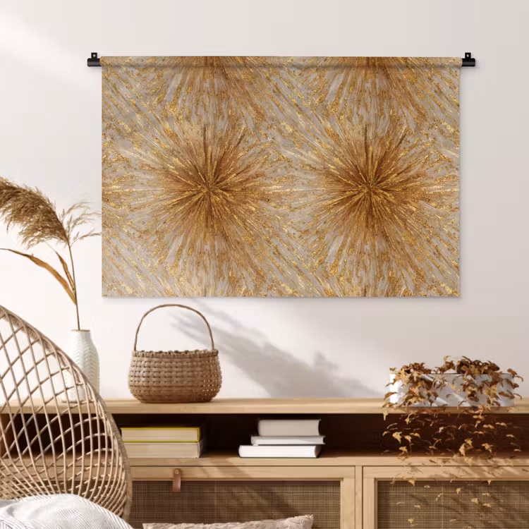 Tenture murale - Explosion - Abstrait - Or - Blanc — 4