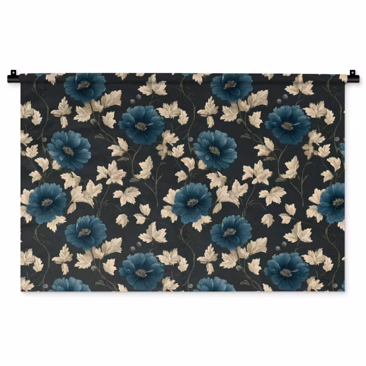 Tenture murale - Botanique - Fleurs - Bleu — 1