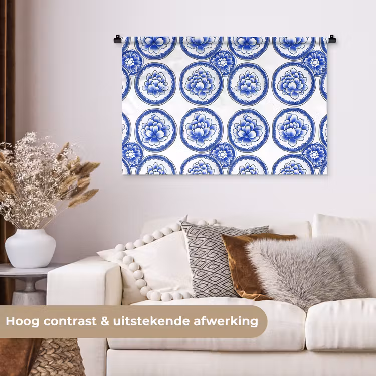 Tenture murale - Cercles - Fleurs - Bleu — 5