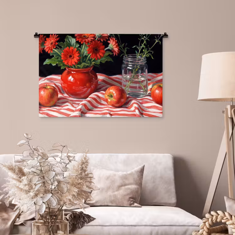 Tenture murale - Fleurs rouges - Vase — 2