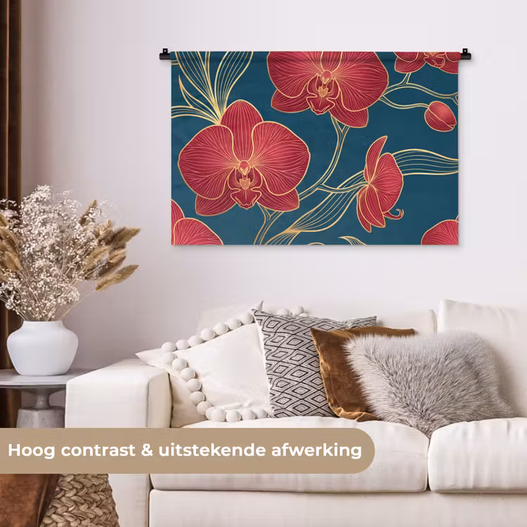 Tenture murale - Fleurs - Rouge - Or — 5
