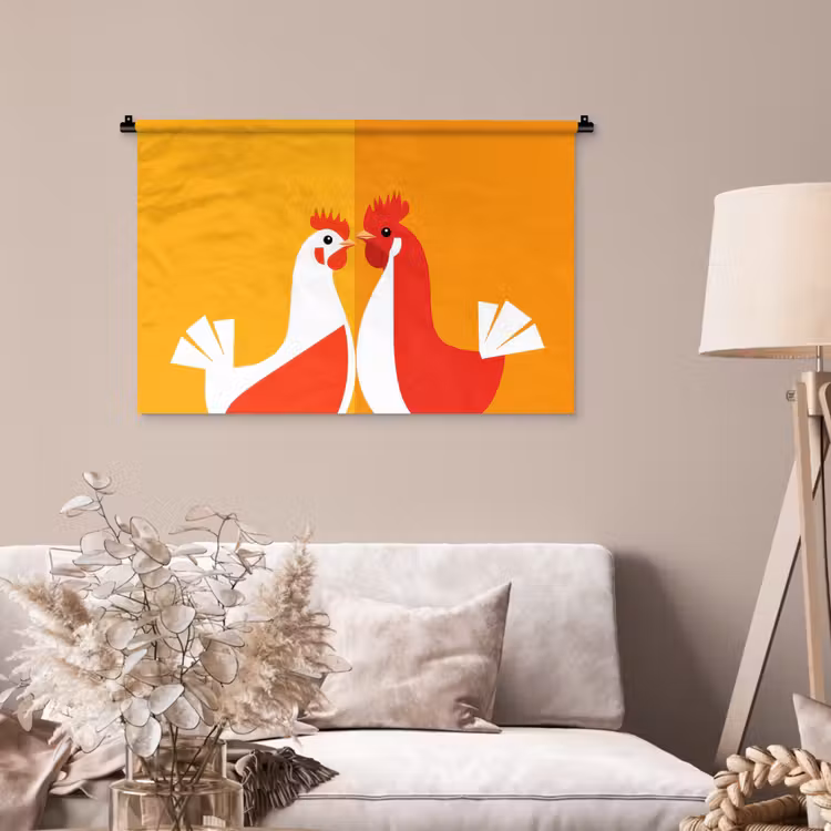 Tenture murale - Poulets - Orange - Plaines — 2