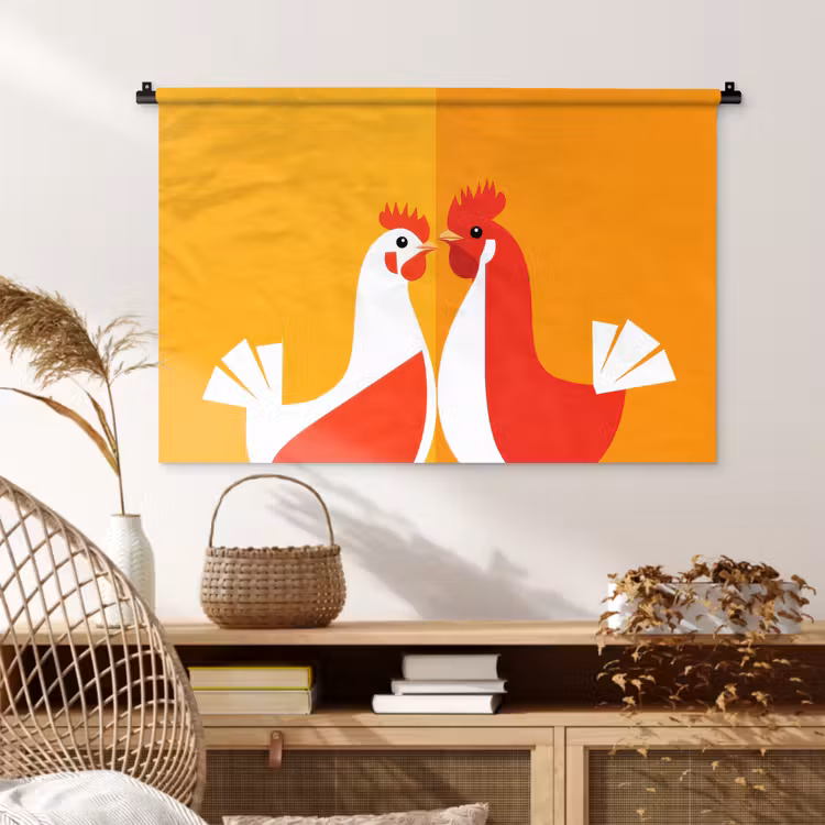 Tenture murale - Poulets - Orange - Plaines — 4