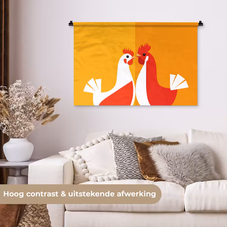Tenture murale - Poulets - Orange - Plaines — 5